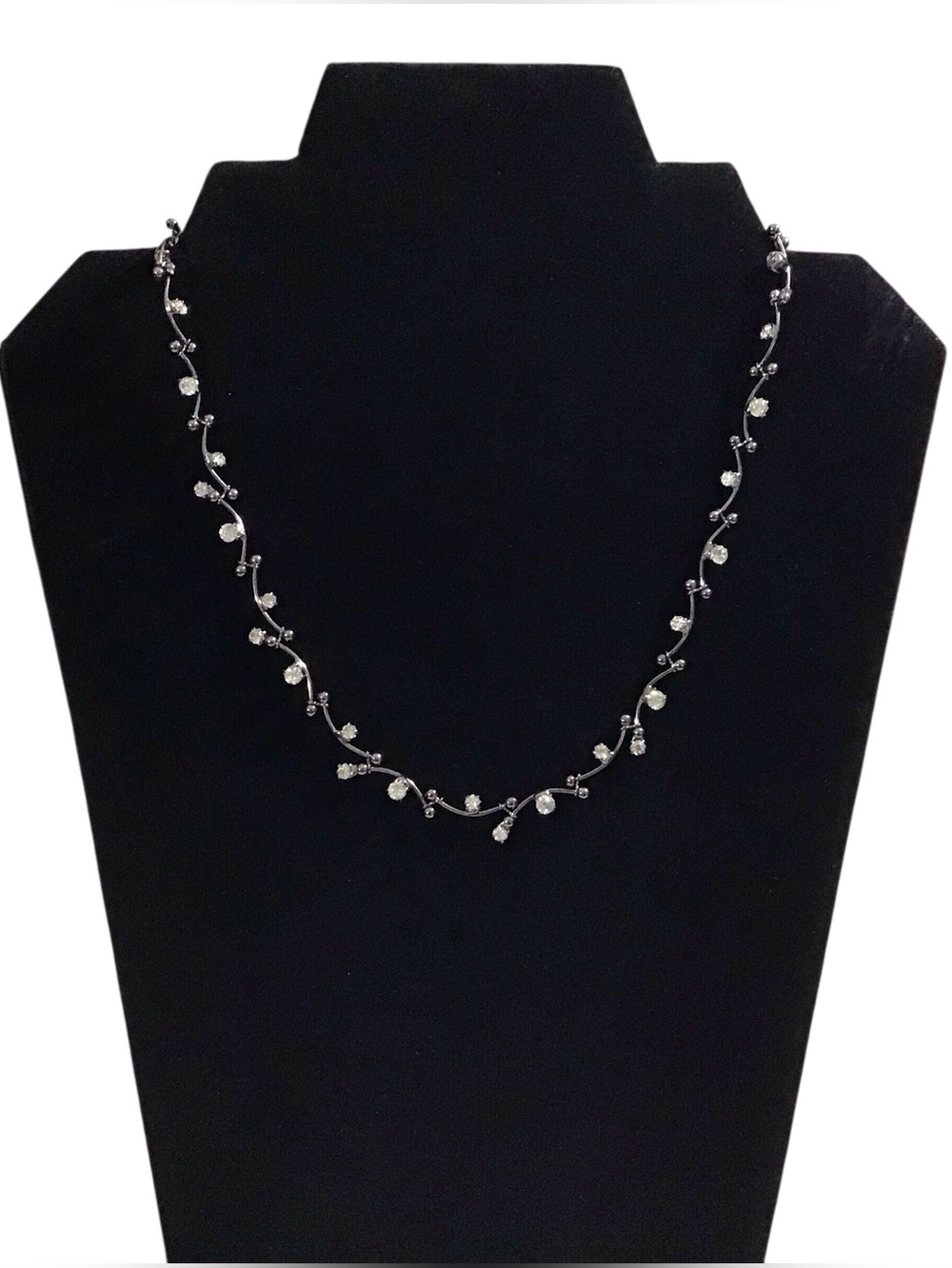Silver Leaf Vine Necklace Lear Gems Fashion Jewelry